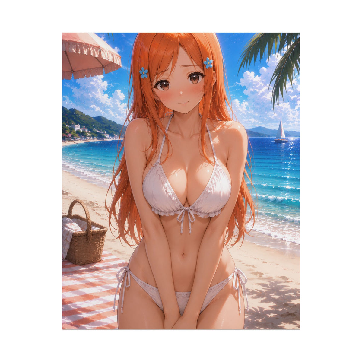 Orehime Bleach Beach Anime Girl Poster — Summer Bikini Rolled Wall Art
