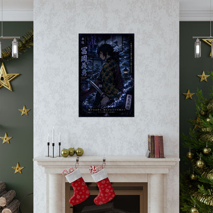 Demon Slayer Giyu Tomioka Matte Vertical Poster — Dark Anime Wall Art