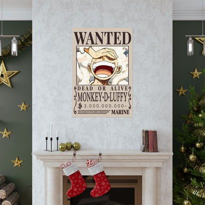 Wanted Poster Poster — "WANTED: Monkey D. Luffy" Matte Vertical Anime Wall Art