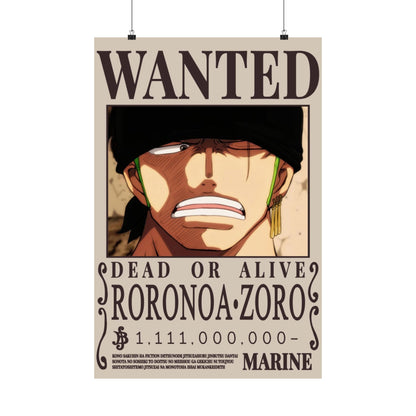 Wanted Poster Poster — Roronoa Zoro "Dead or Alive" Matte Vertical Print