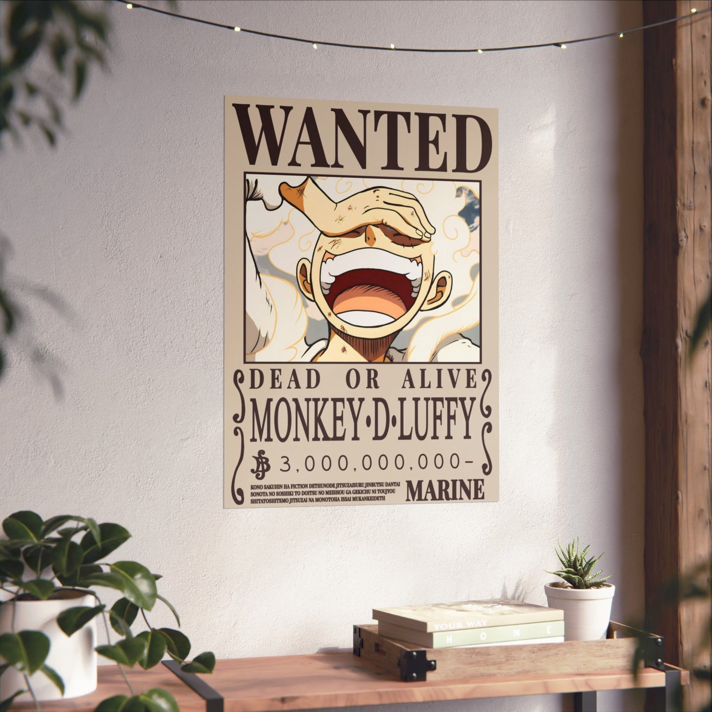 Wanted Poster Poster — "WANTED: Monkey D. Luffy" Matte Vertical Anime Wall Art