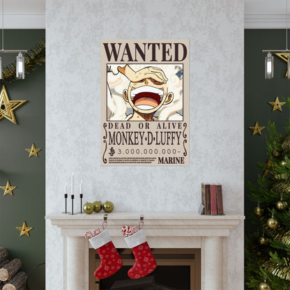 Wanted Poster Poster — "WANTED: Monkey D. Luffy" Matte Vertical Anime Wall Art