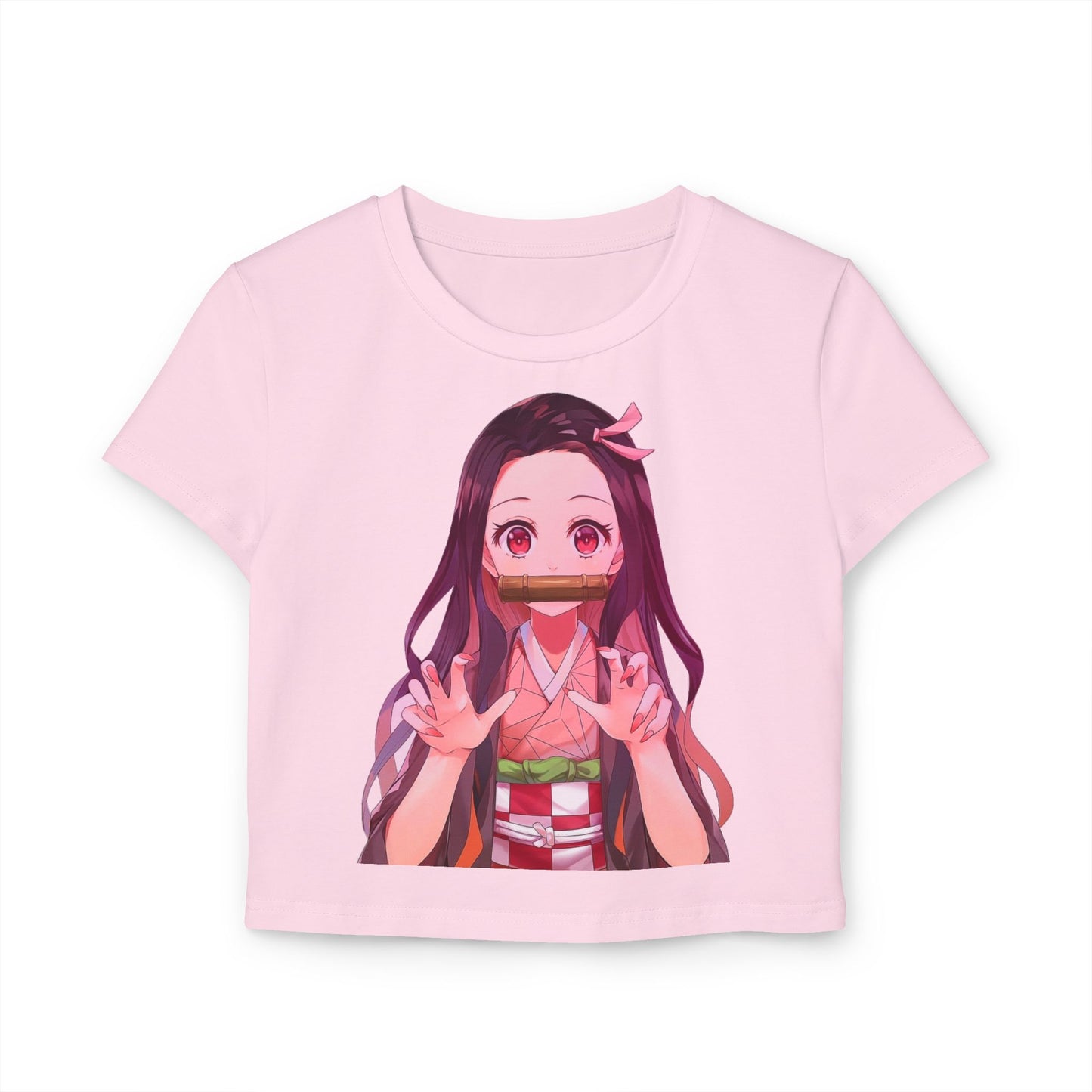 Anime Nezuko Crop Tee — Cute Kawaii Demon Girl Women’s Baby T-Shirt