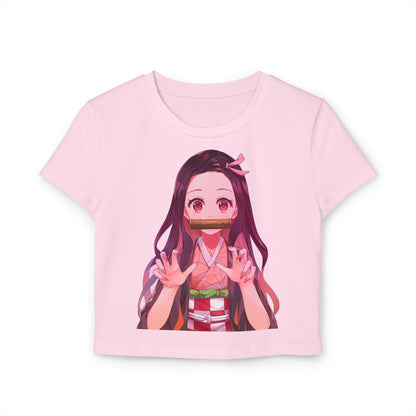 Anime Nezuko Crop Tee — Cute Kawaii Demon Girl Women’s Baby T-Shirt