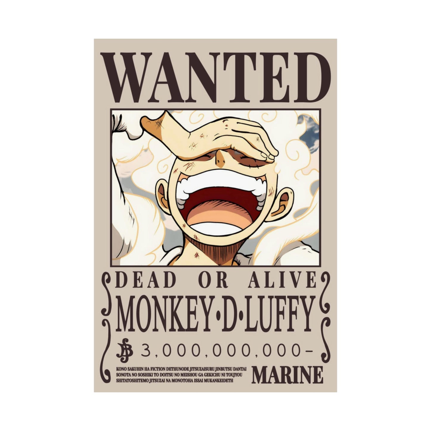 Wanted Poster Poster — "WANTED: Monkey D. Luffy" Matte Vertical Anime Wall Art