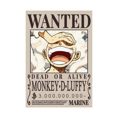 Wanted Poster Poster — "WANTED: Monkey D. Luffy" Matte Vertical Anime Wall Art