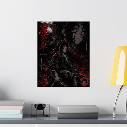 Demon Slayer Matte Vertical Poster — Dark Red Tanjiro Six-Eyes Anime Art