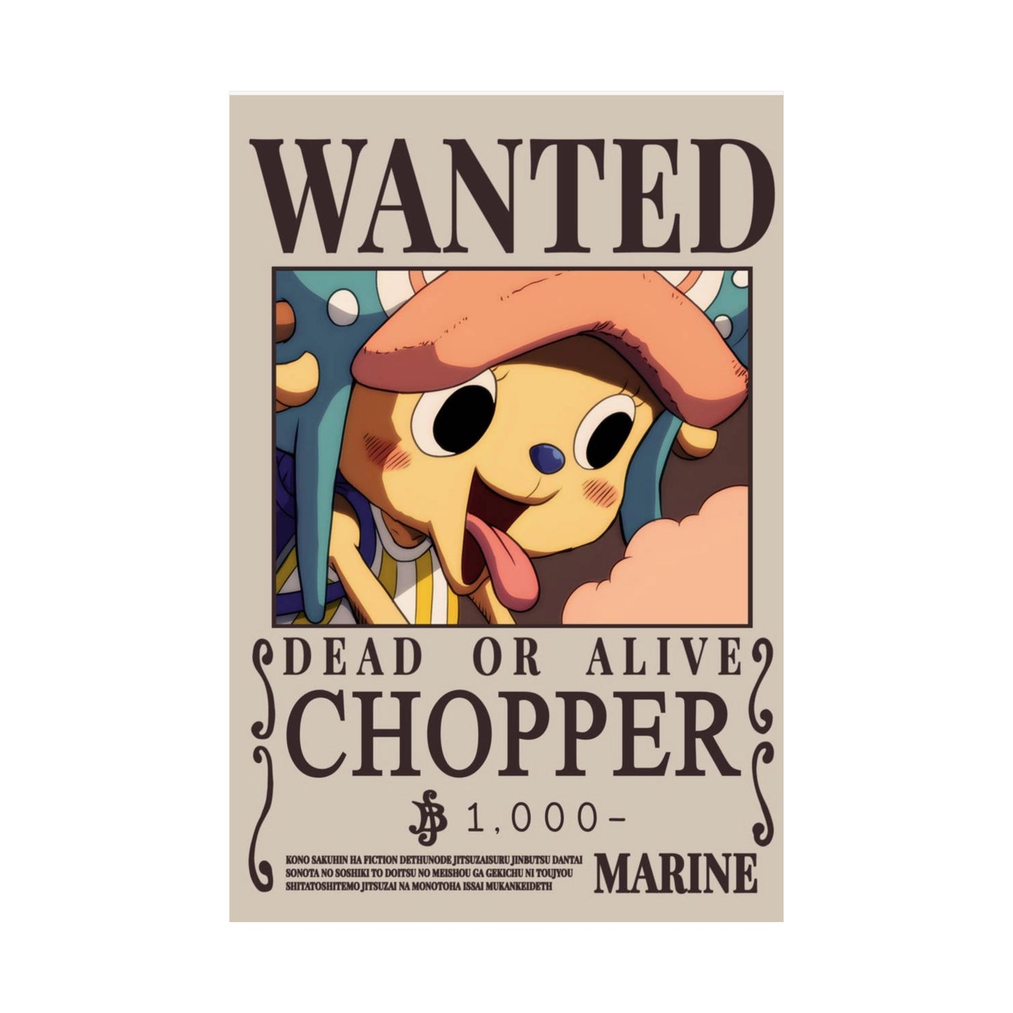 Wanted "Chopper" Poster — Matte Vertical Anime Wall Art
