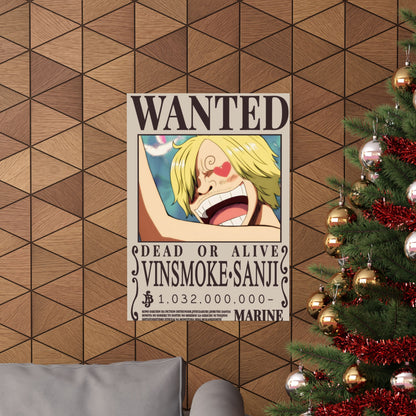 Wanted Poster Matte Vertical Poster — Vinsmoke Sanji "Dead or Alive" Anime Wall Art