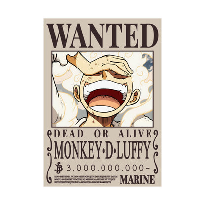 Wanted Poster Poster — "WANTED: Monkey D. Luffy" Matte Vertical Anime Wall Art