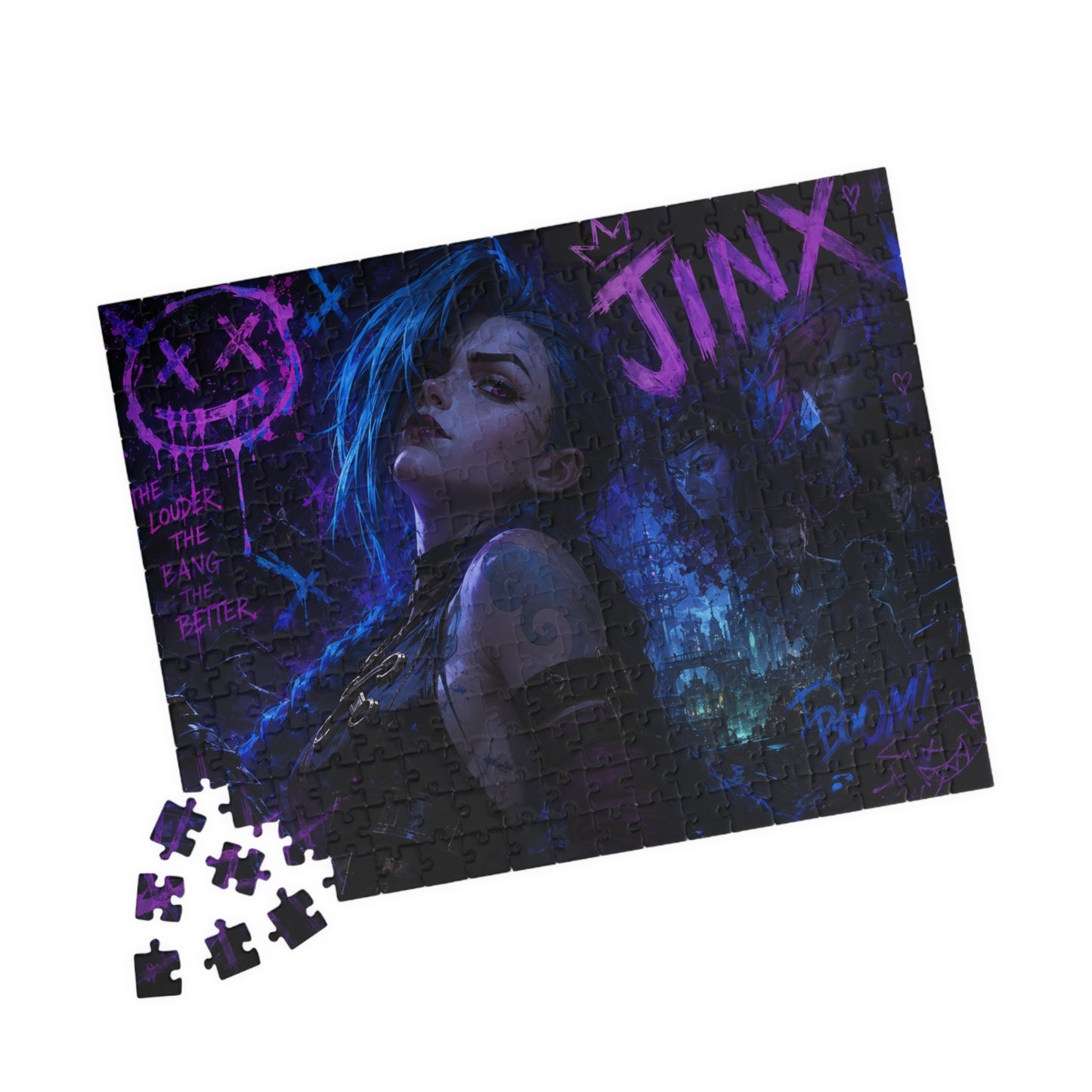 Neon Jinx Nightscape Puzzle — Dark Cyberpunk Portrait Jigsaw (110–1014 pcs)