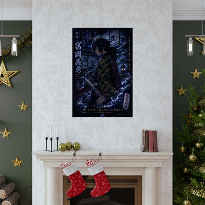 Demon Slayer Giyu Tomioka Matte Vertical Poster — Dark Anime Wall Art