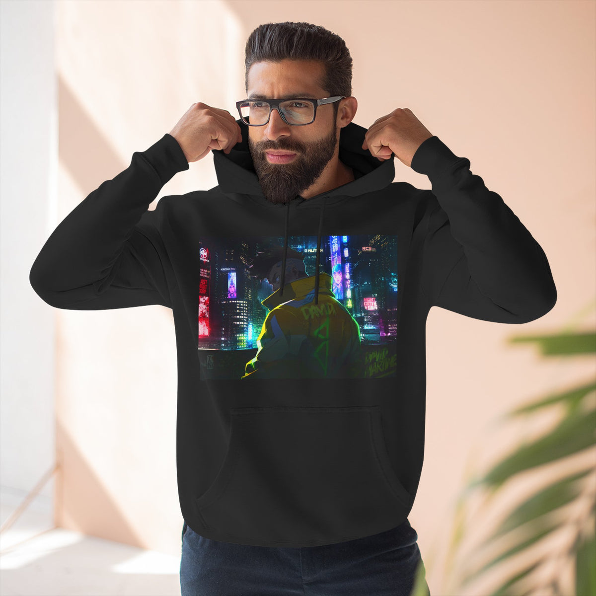 Cyberpunk Neon Hoodie — "David" Vaporwave Streetwear