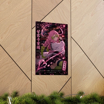 Demon Slayer Mitsuri Kanroji Matte Vertical Poster — Pink Sakura Anime Wall Art