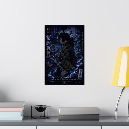 Demon Slayer Giyu Tomioka Matte Vertical Poster — Dark Anime Wall Art
