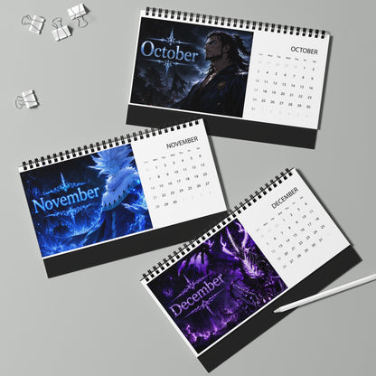 Solo Leveling Dark Fantasy Desktop Calendar 2027 — Anime Character Grid Calendar