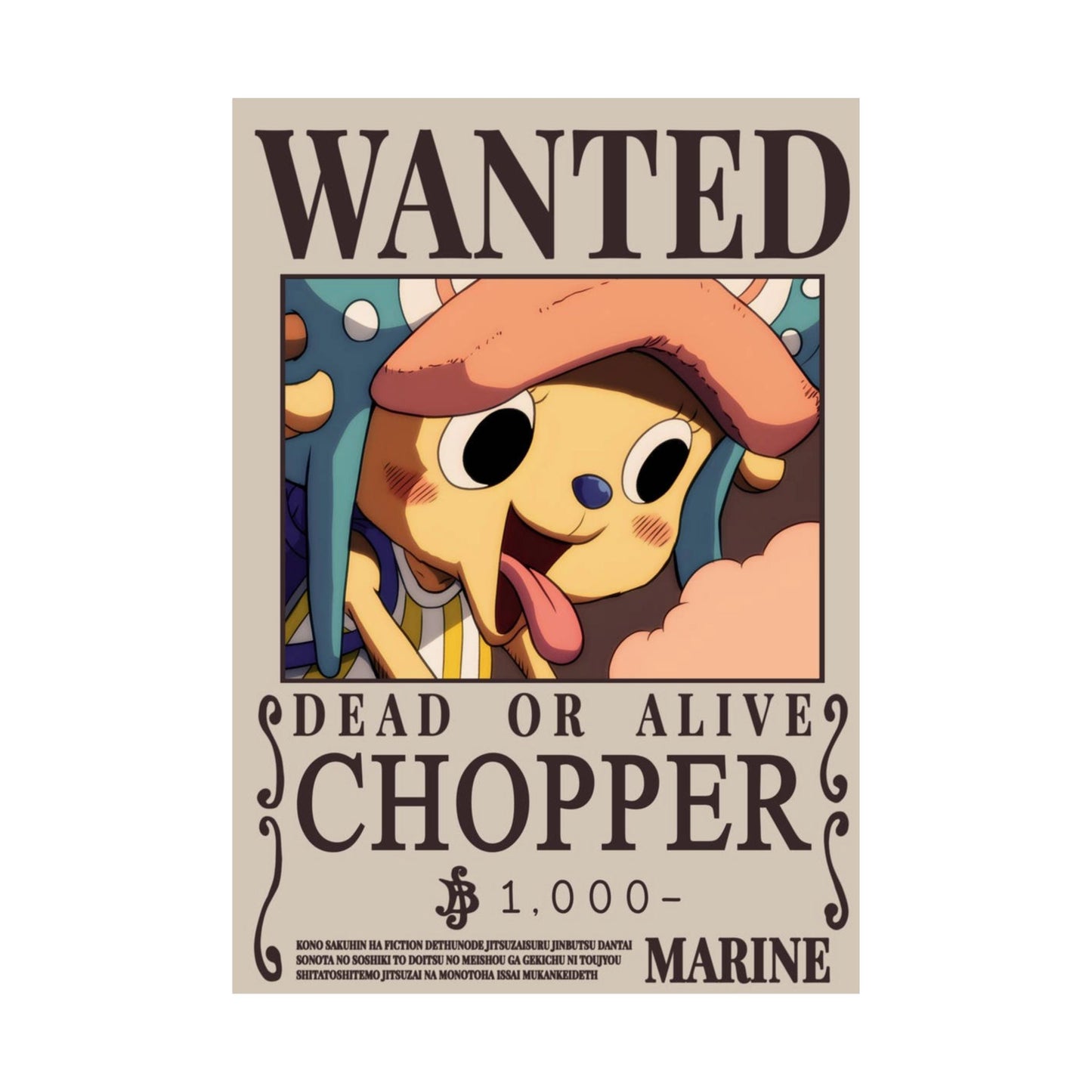 Wanted "Chopper" Poster — Matte Vertical Anime Wall Art