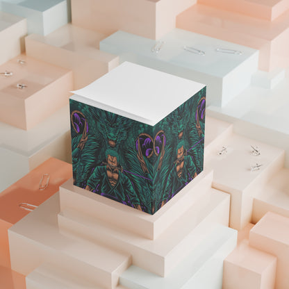 Samurai Dragon Note Cube – Anime Warrior Sticky Note Block