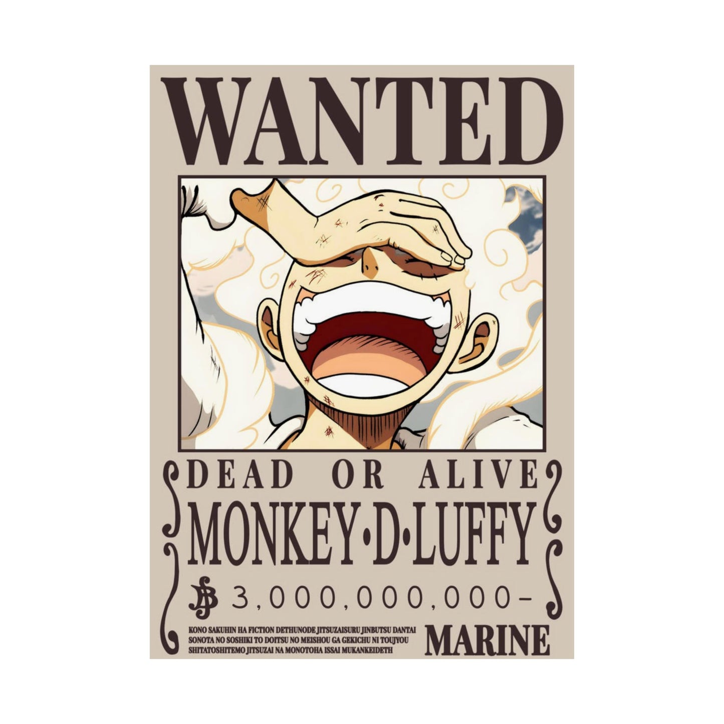 Wanted Poster Poster — "WANTED: Monkey D. Luffy" Matte Vertical Anime Wall Art