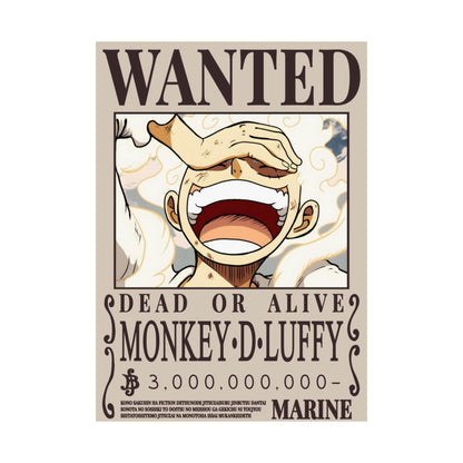 Wanted Poster Poster — "WANTED: Monkey D. Luffy" Matte Vertical Anime Wall Art