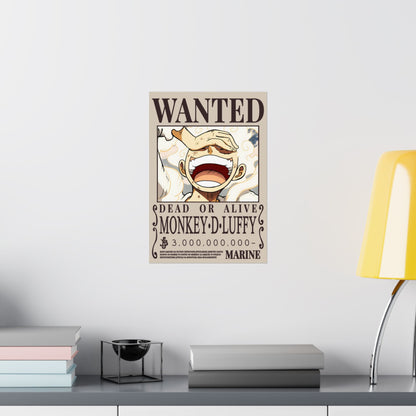 Wanted Poster Poster — "WANTED: Monkey D. Luffy" Matte Vertical Anime Wall Art