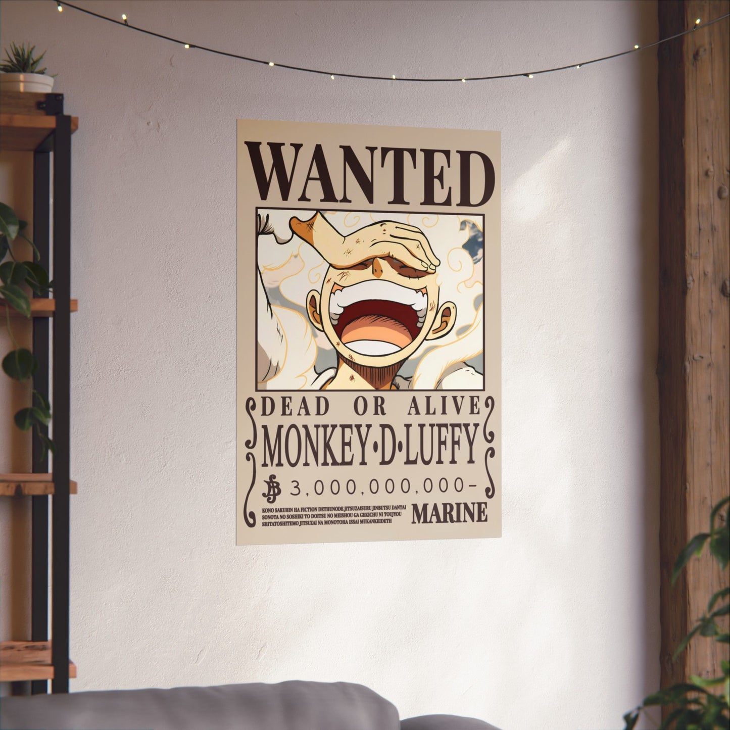Wanted Poster Poster — "WANTED: Monkey D. Luffy" Matte Vertical Anime Wall Art