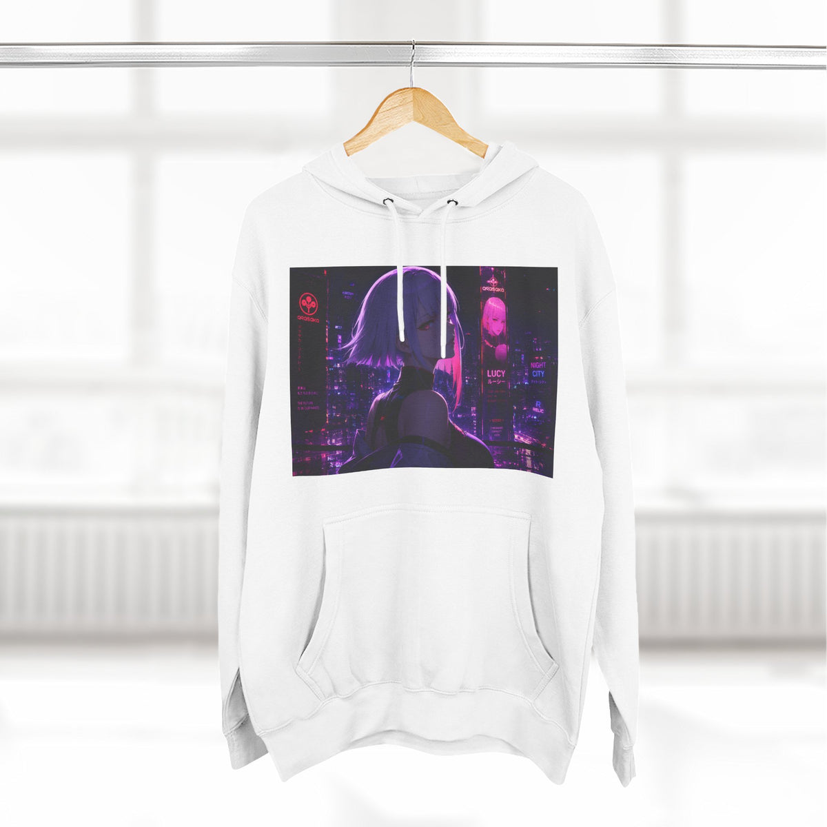 Anime Cyberpunk Hoodie — Neon Girl Fleece Pullover