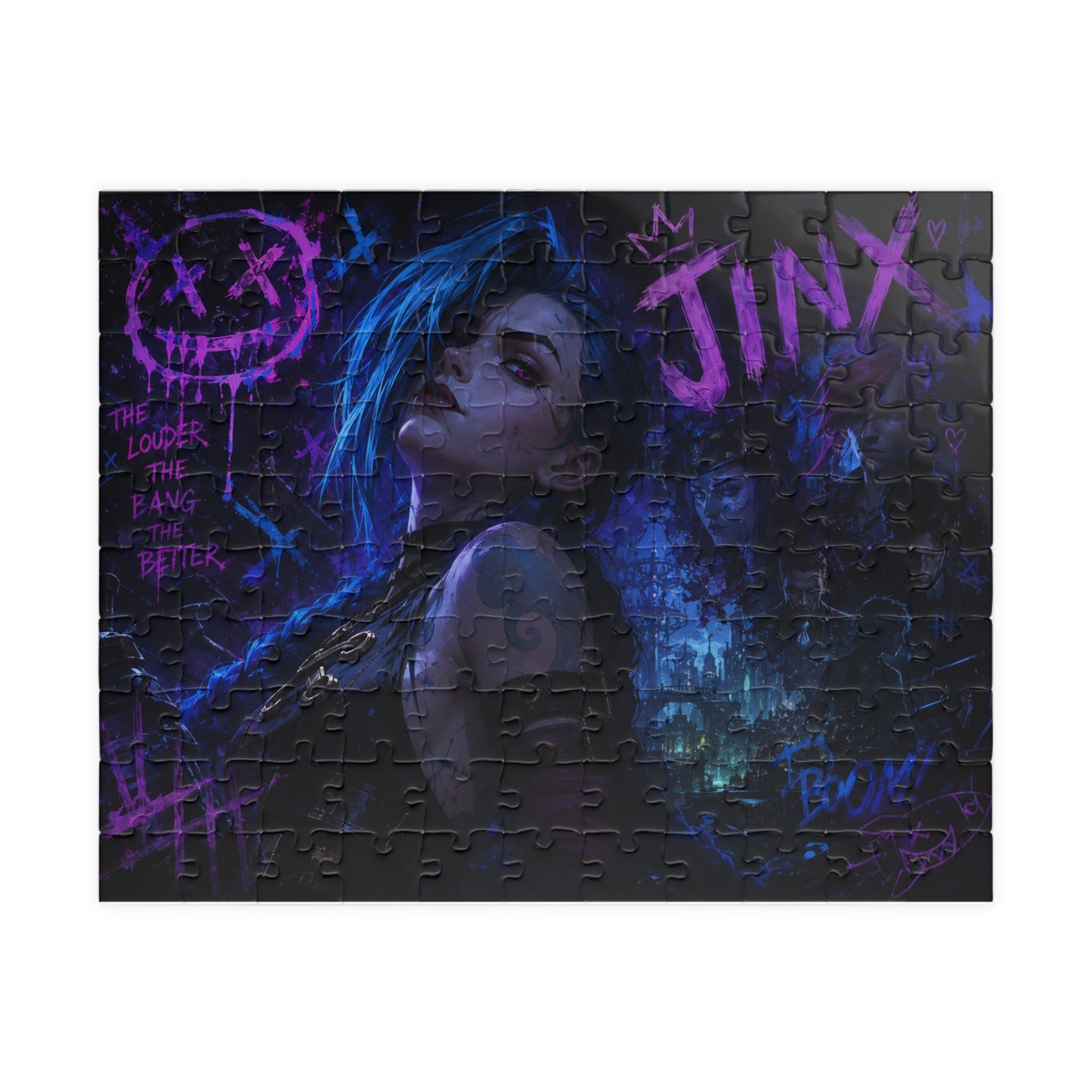 Neon Jinx Nightscape Puzzle — Dark Cyberpunk Portrait Jigsaw (110–1014 pcs)