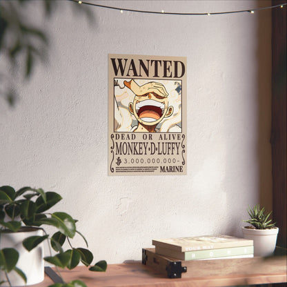 Wanted Poster Poster — "WANTED: Monkey D. Luffy" Matte Vertical Anime Wall Art