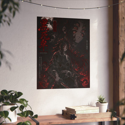 Demon Slayer Matte Vertical Poster — Dark Red Tanjiro Six-Eyes Anime Art