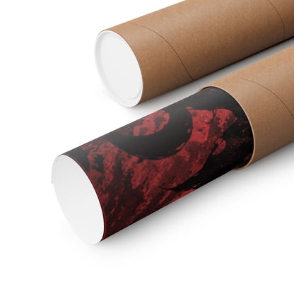 Demon Slayer Matte Vertical Poster — Dark Red Tanjiro Six-Eyes Anime Art