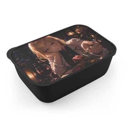 Cha Hae-In Solo Leveling Anime Dinner Bento Box with Utensils — Romantic Nightlife Illustration