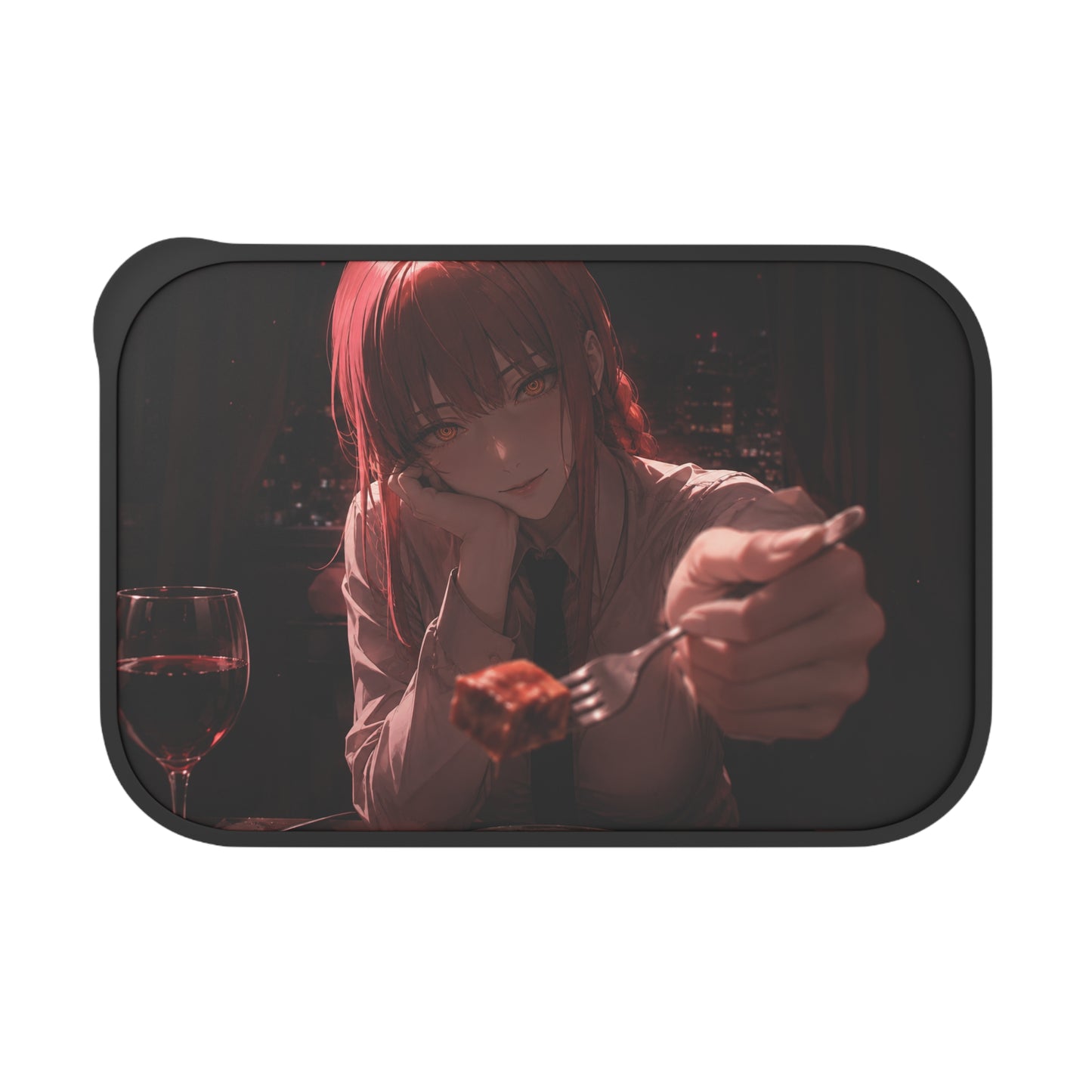 Makima Chainsaw man Anime Date Bento Box with Utensils — Romantic Dark Aesthetic Lunch Container