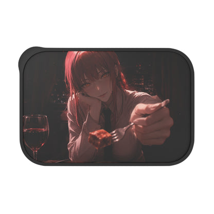 Makima Chainsaw man Anime Date Bento Box with Utensils — Romantic Dark Aesthetic Lunch Container