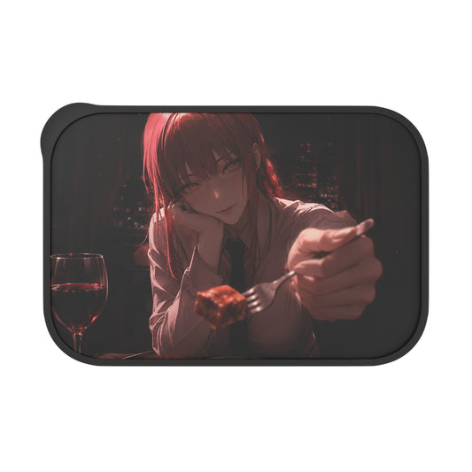 Makima Chainsaw man Anime Date Bento Box with Utensils — Romantic Dark Aesthetic Lunch Container