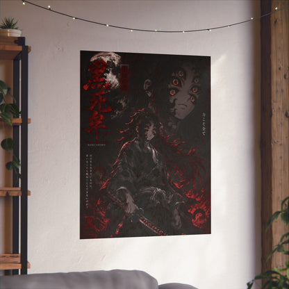 Demon Slayer Matte Vertical Poster — Dark Red Tanjiro Six-Eyes Anime Art