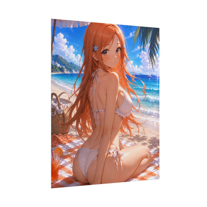 Orehime Bleach Beach Anime Girl Rolled Poster — Summer Bikini Seaside Wall Art