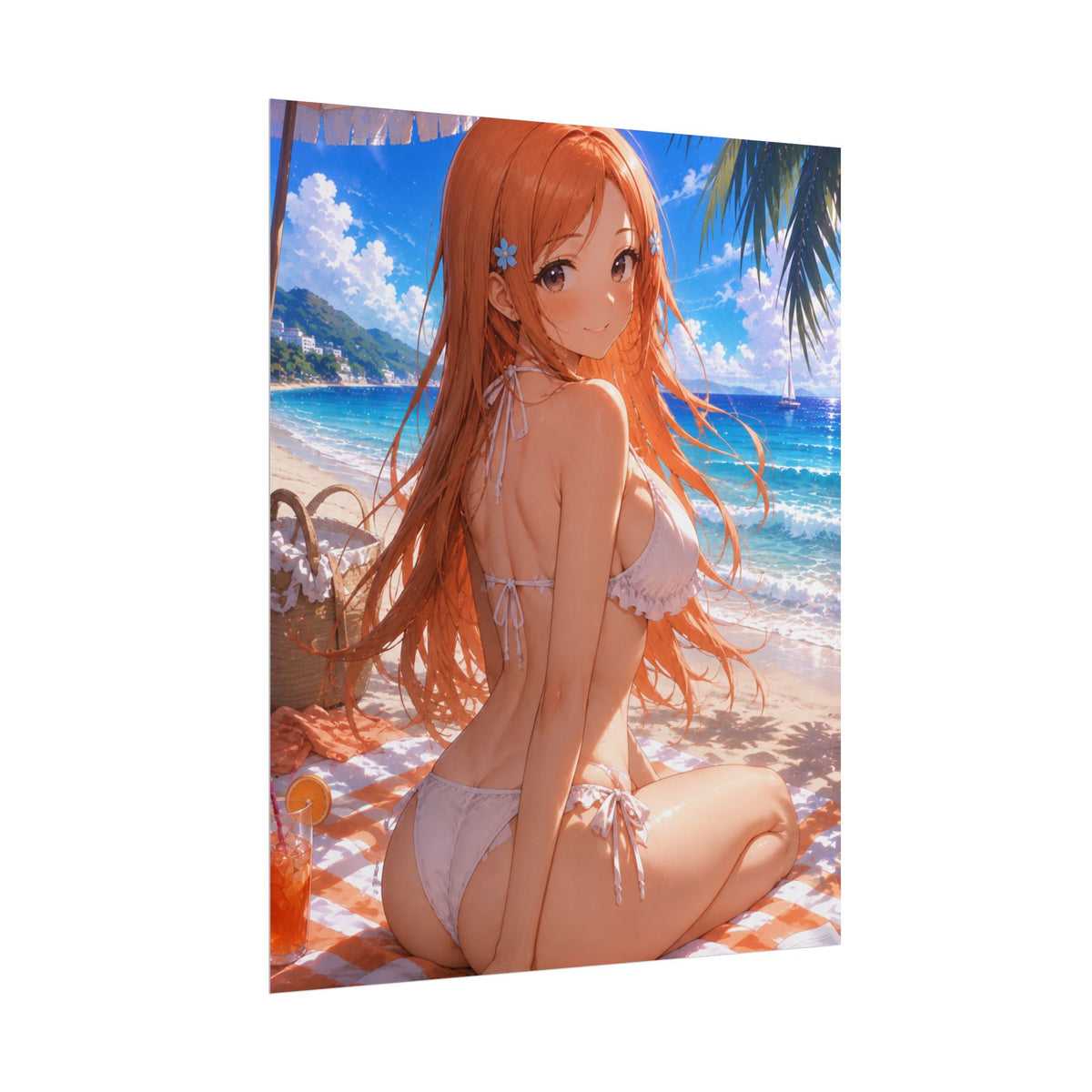 Orehime Bleach Beach Anime Girl Rolled Poster — Summer Bikini Seaside Wall Art