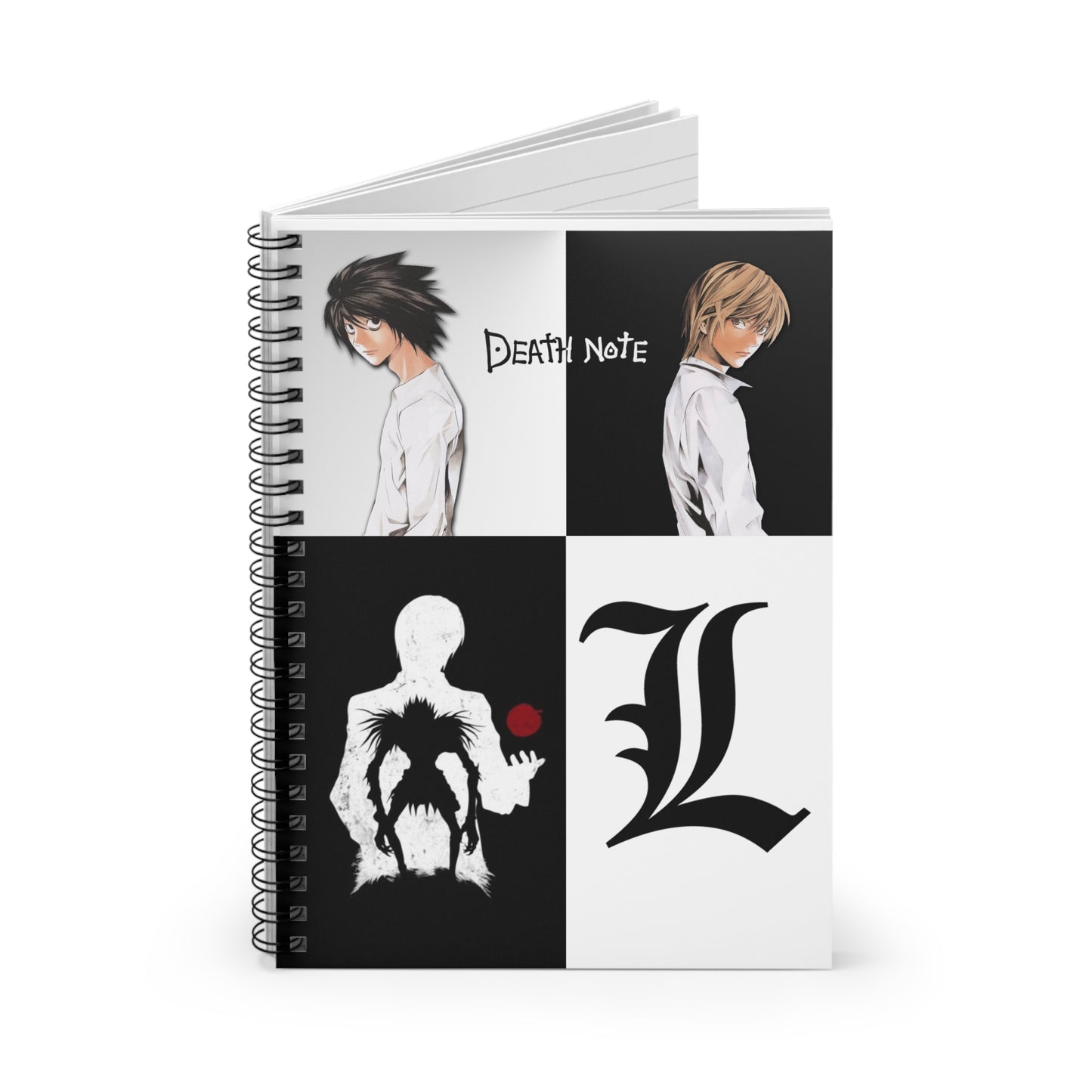 Checkerboard Anime Spiral Notebook — “Death Note” Inspired Black & White Ruled Journal