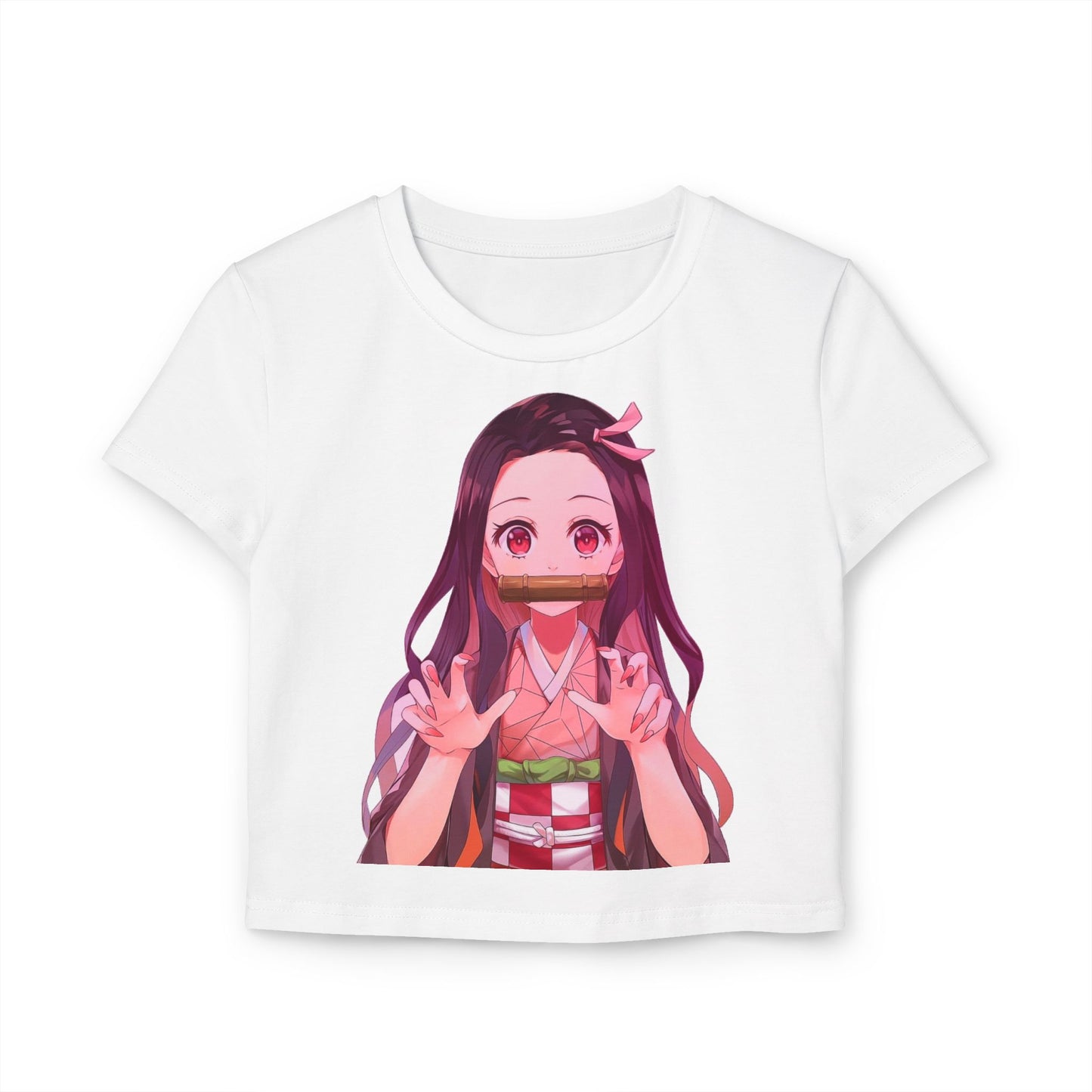 Anime Nezuko Crop Tee — Cute Kawaii Demon Girl Women’s Baby T-Shirt