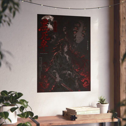 Demon Slayer Matte Vertical Poster — Dark Red Tanjiro Six-Eyes Anime Art