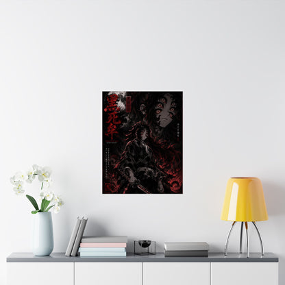 Demon Slayer Matte Vertical Poster — Dark Red Tanjiro Six-Eyes Anime Art