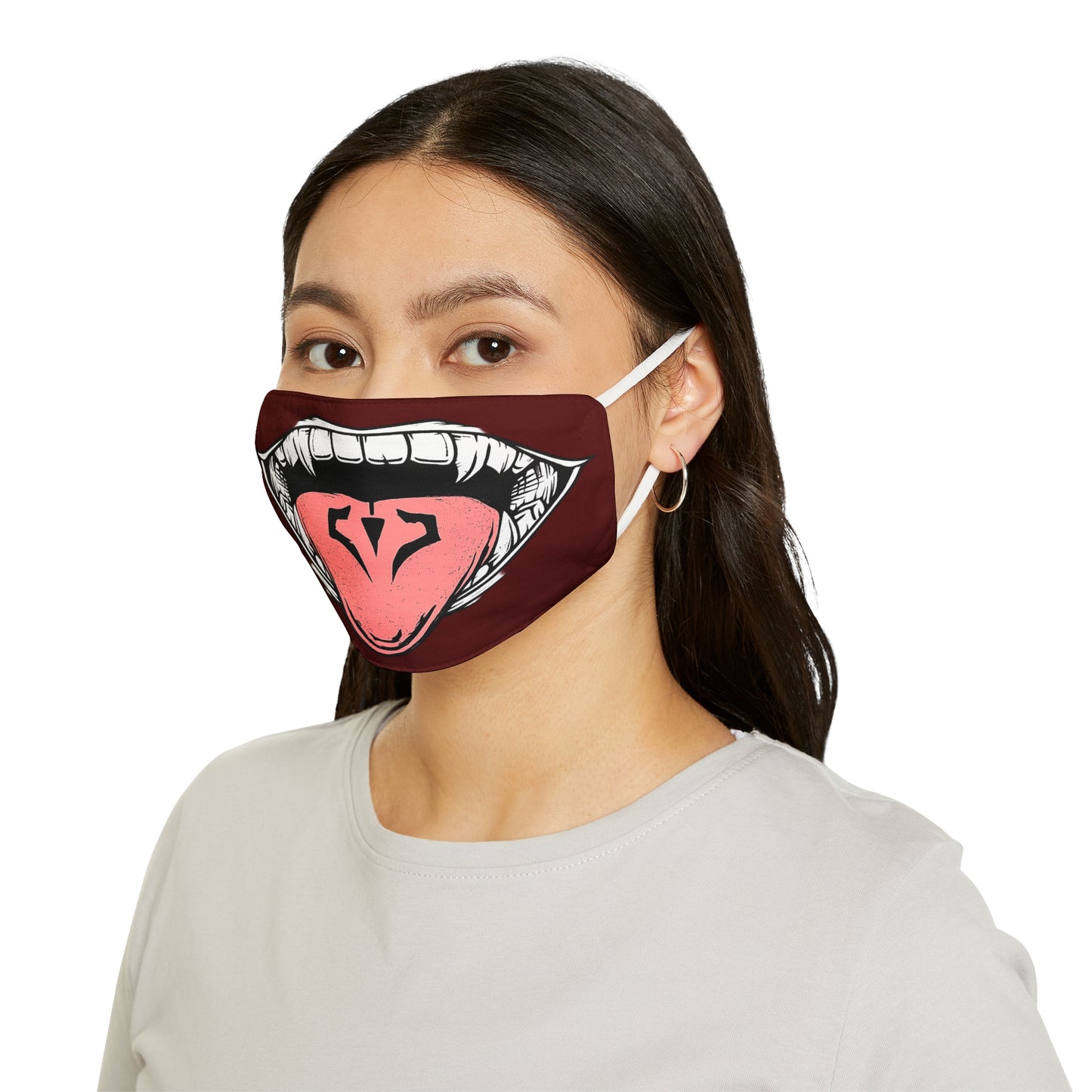 Vampire Bite Tongue Face Mask — Gothic Halloween Polyester Mask