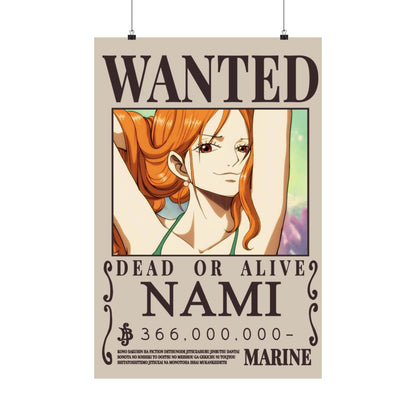 Wanted Poster Poster — "WANTED: NAMI" Anime Vertical Matte Print