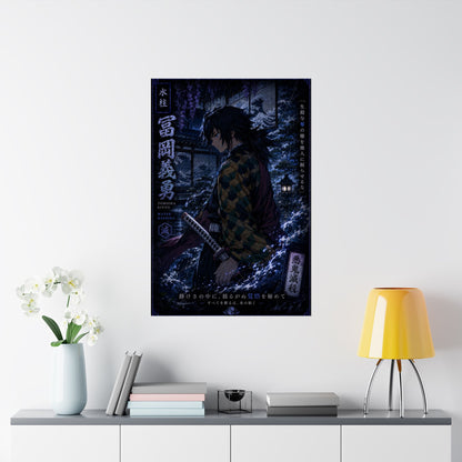 Demon Slayer Giyu Tomioka Matte Vertical Poster — Dark Anime Wall Art