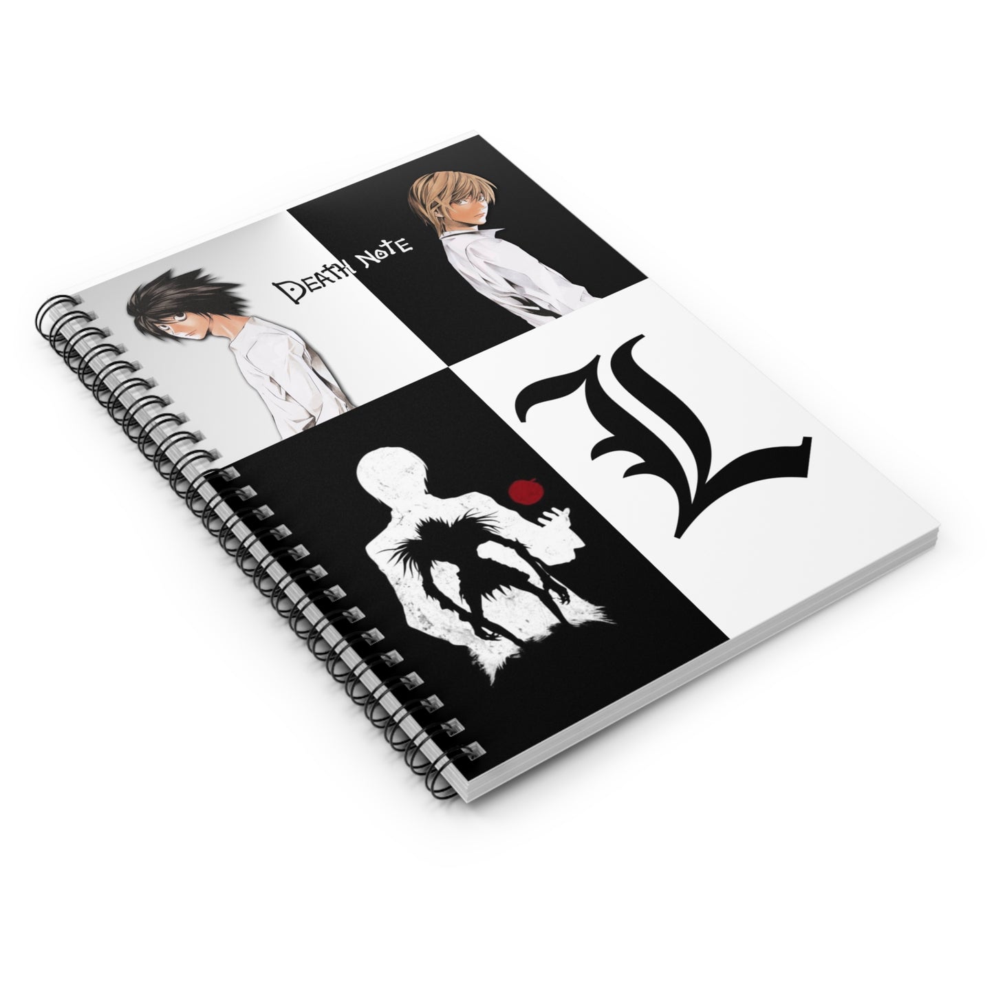 Checkerboard Anime Spiral Notebook — “Death Note” Inspired Black & White Ruled Journal