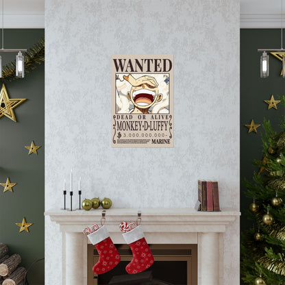 Wanted Poster Poster — "WANTED: Monkey D. Luffy" Matte Vertical Anime Wall Art