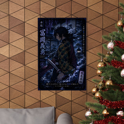 Demon Slayer Giyu Tomioka Matte Vertical Poster — Dark Anime Wall Art