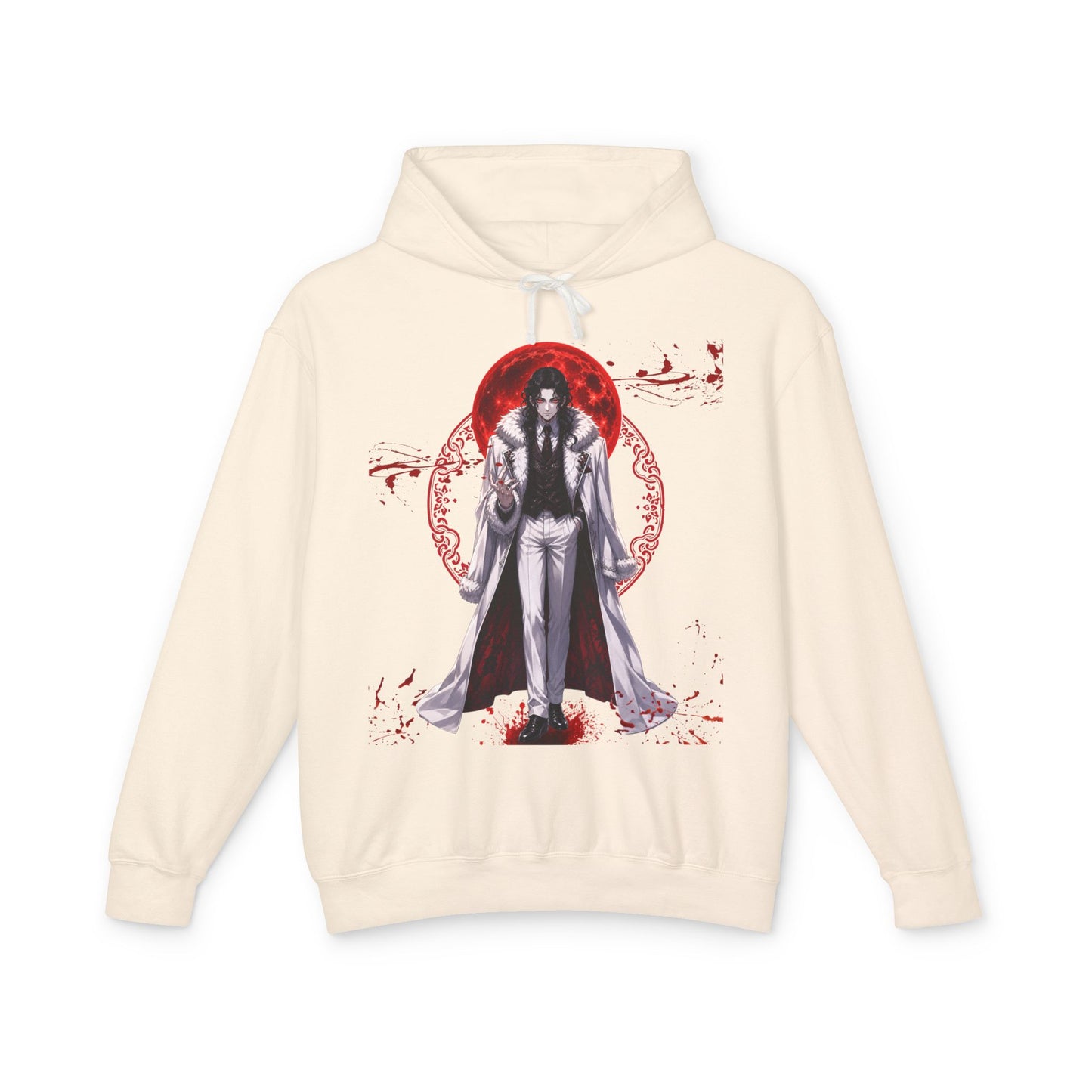 Vampire Prince Hoodie — Gothic Red Moon Graphic Pullover