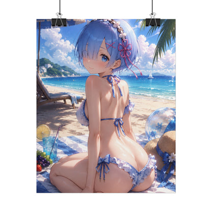 Rem re:zero Anime Beach Bikini Poster — Summer Aesthetic Rolled Wall Art